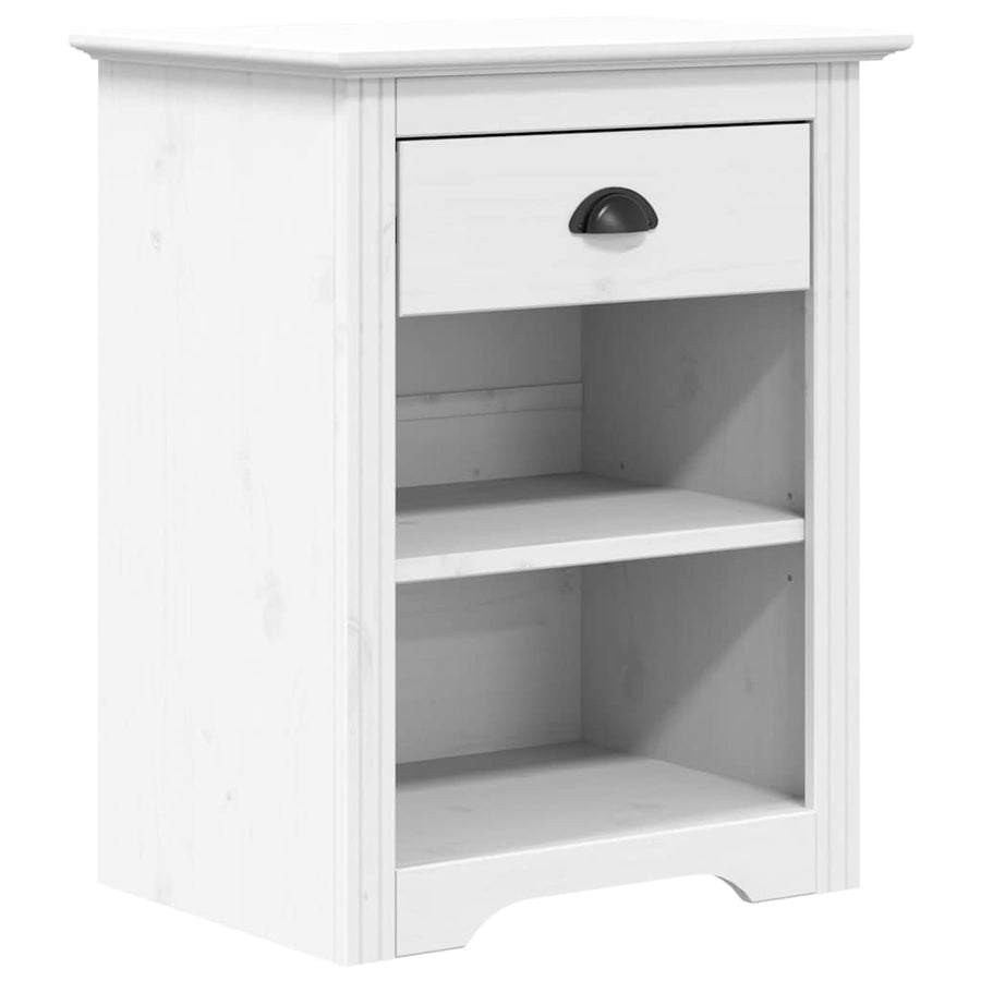 Nachtkastje BODO 53x38,5x67 cm massief grenenhout wit