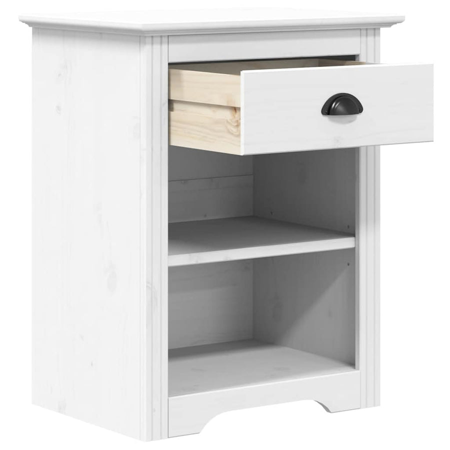 Nachtkastje BODO 53x38,5x67 cm massief grenenhout wit