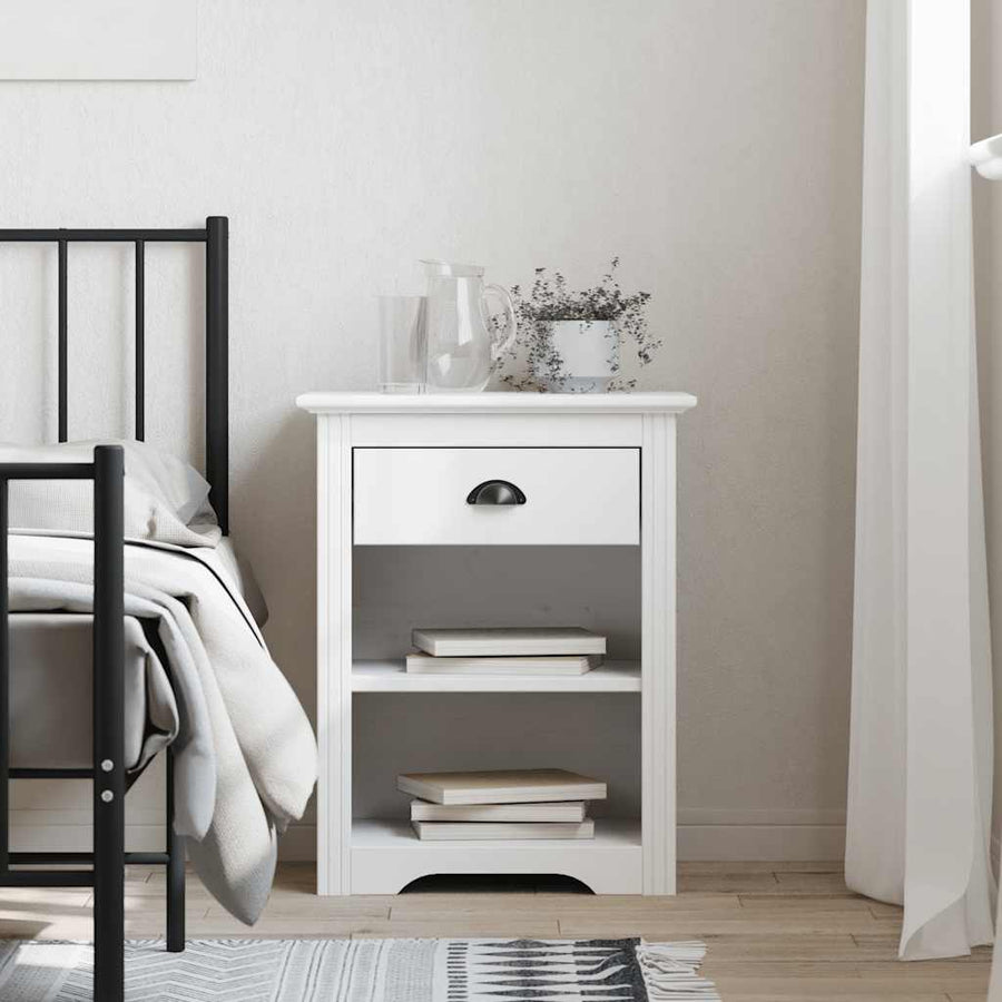 Nachtkastje BODO 53x38,5x67 cm massief grenenhout wit