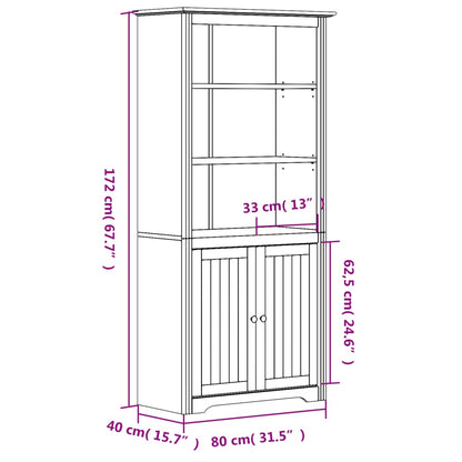 Boekenkast Bodo 80X40X172 Cm Massief Grenenhout Wit