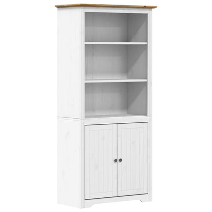 Boekenkast Bodo 80X40X172 Cm Massief Grenenhout Wit En Bruin