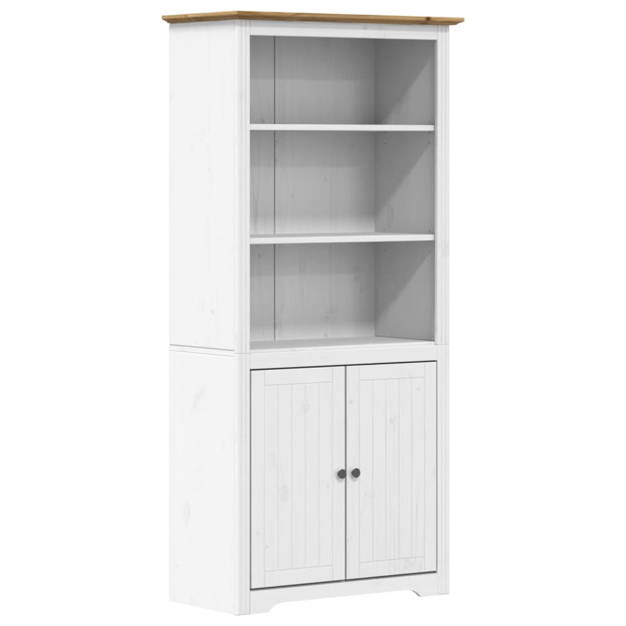 Boekenkast Bodo 80X40X172 Cm Massief Grenenhout Wit En Bruin