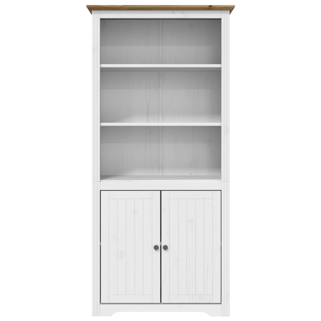 Boekenkast Bodo 80X40X172 Cm Massief Grenenhout Wit En Bruin