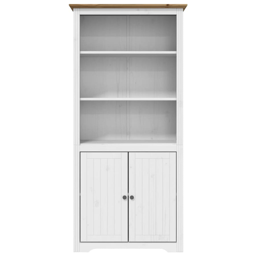 Boekenkast Bodo 80X40X172 Cm Massief Grenenhout Wit En Bruin