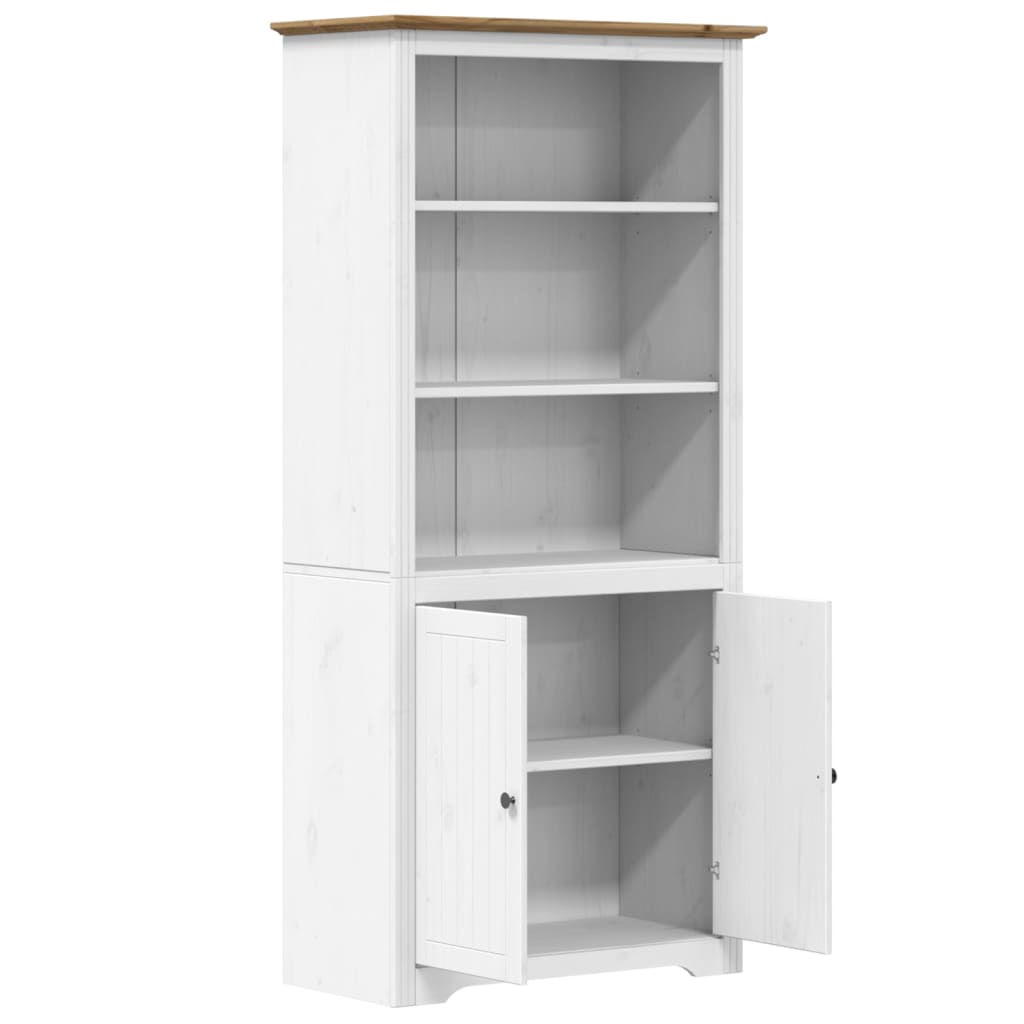 Boekenkast Bodo 80X40X172 Cm Massief Grenenhout Wit En Bruin