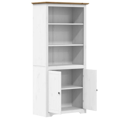 Boekenkast Bodo 80X40X172 Cm Massief Grenenhout Wit En Bruin