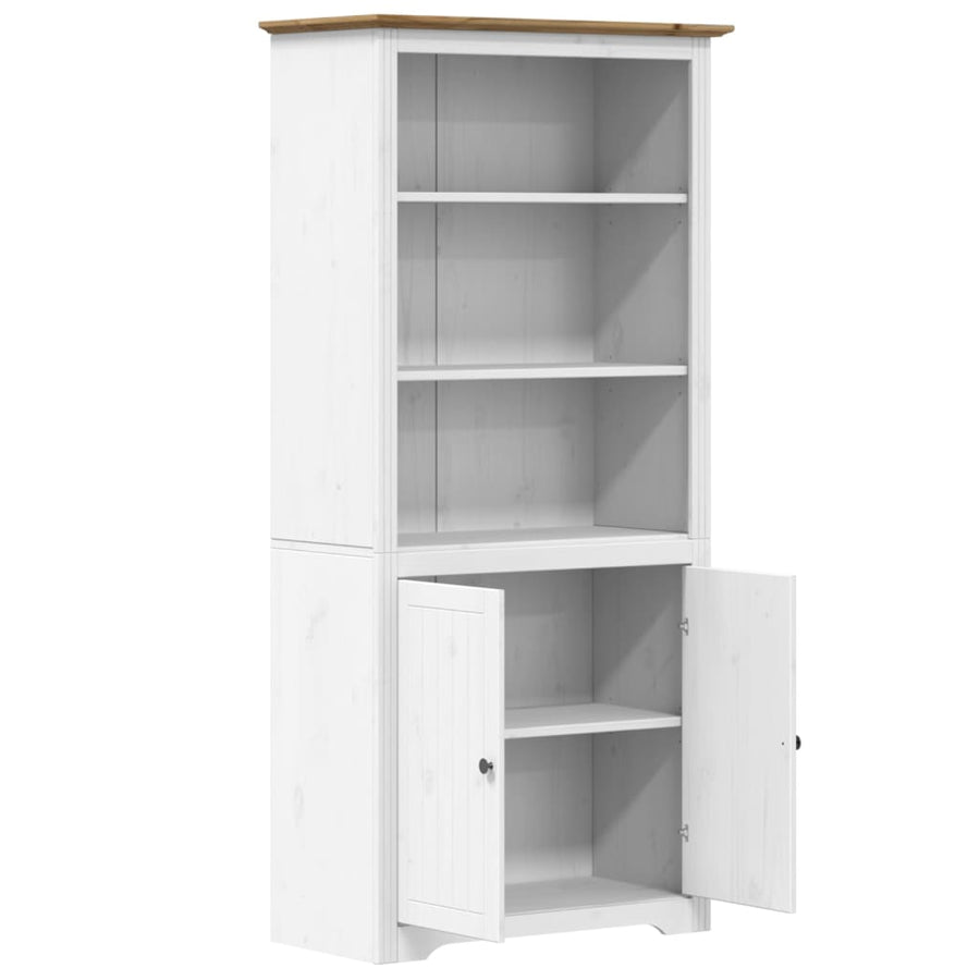 Boekenkast Bodo 80X40X172 Cm Massief Grenenhout Wit En Bruin