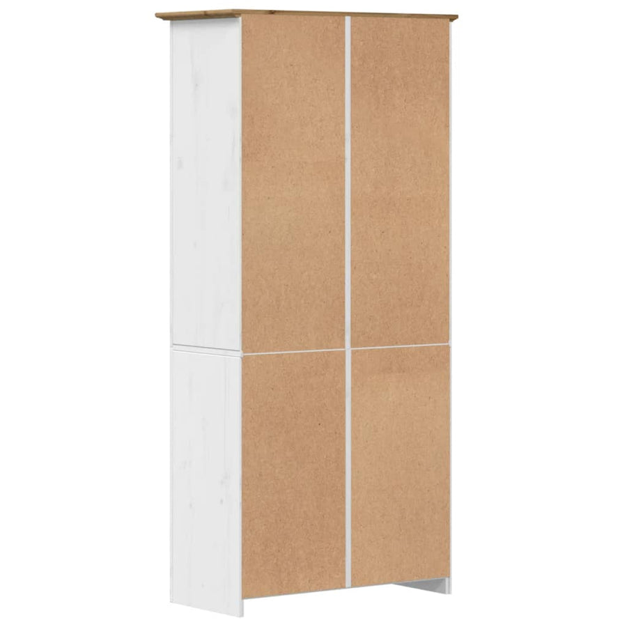 Boekenkast Bodo 80X40X172 Cm Massief Grenenhout Wit En Bruin