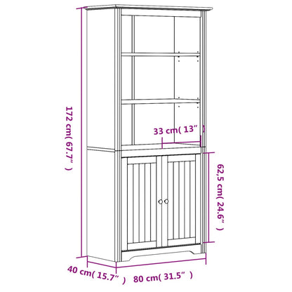 Boekenkast Bodo 80X40X172 Cm Massief Grenenhout Grijs
