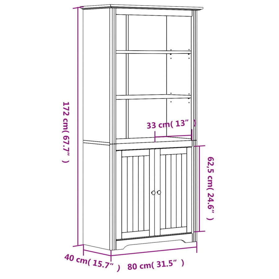 Boekenkast Bodo 80X40X172 Cm Massief Grenenhout Grijs