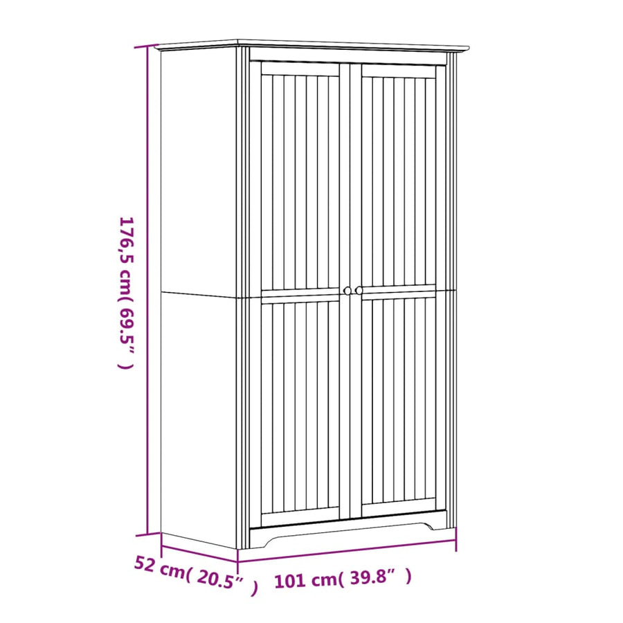 Kledingkast Bodo 101X52X176,5 Cm Massief Grenenhout Wit