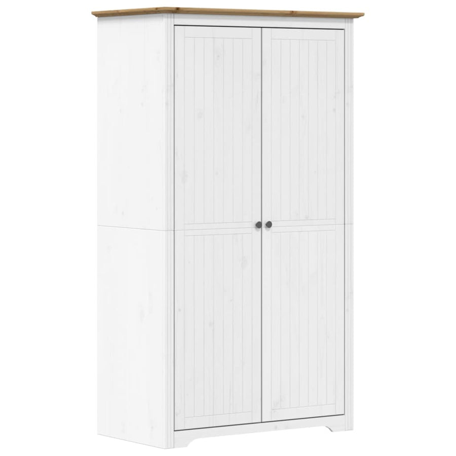 Kledingkast Bodo 99X53,5X173 Cm Massief Grenenhout Wit Bruin Wit