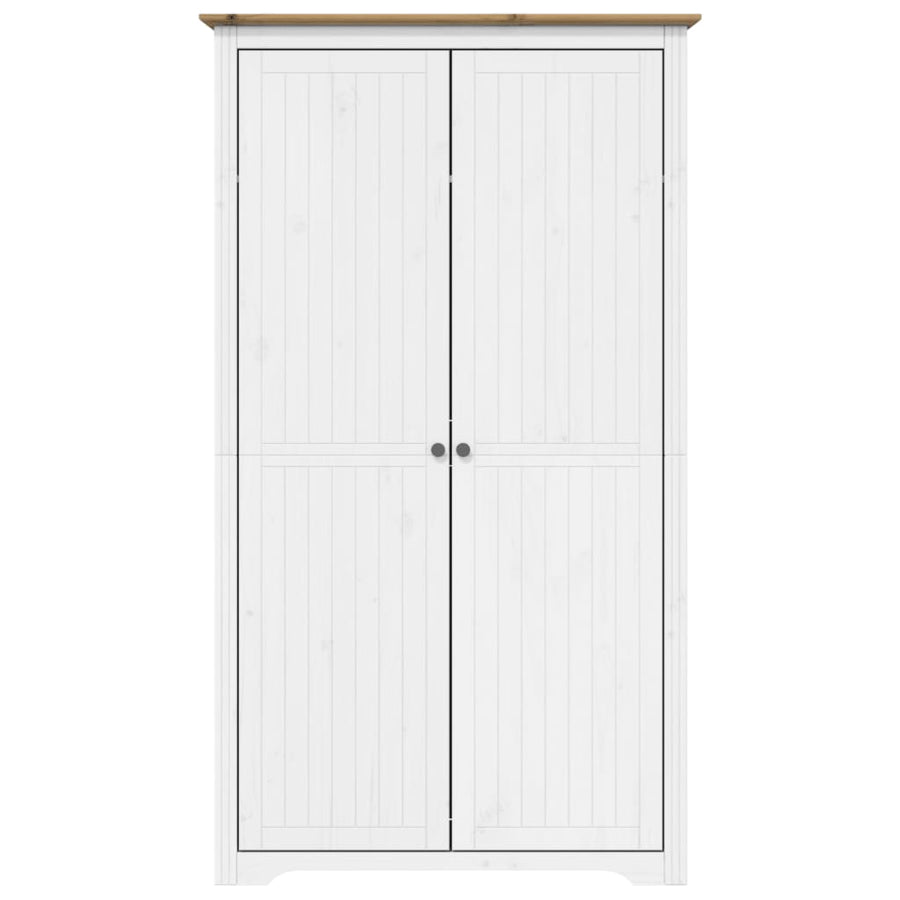 Kledingkast Bodo 99X53,5X173 Cm Massief Grenenhout Wit Bruin Wit