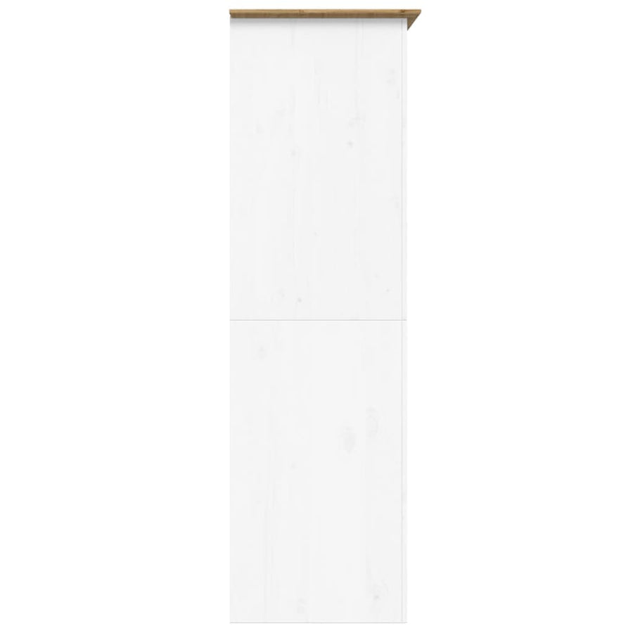 Kledingkast Bodo 99X53,5X173 Cm Massief Grenenhout Wit Bruin Wit