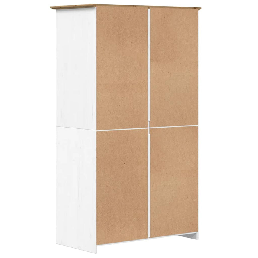 Kledingkast Bodo 99X53,5X173 Cm Massief Grenenhout Wit Bruin Wit