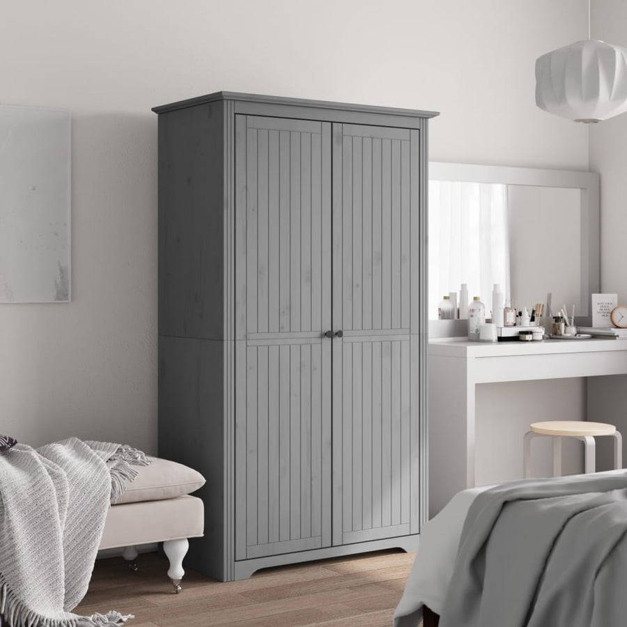 Kledingkast Bodo 101X52X176,5 Cm Massief Grenenhout Grijs 101 x 52 x 176.5 cm