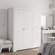 Kledingkast massief grenenhout wit 146x53,5x173 cm