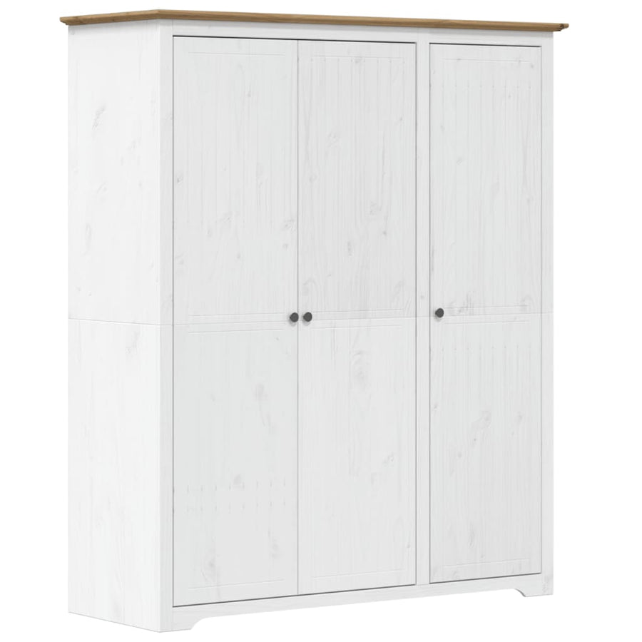 Kledingkast Bodo 151,5X52X176,5 Cm Massief Grenenhout Wit Bruin