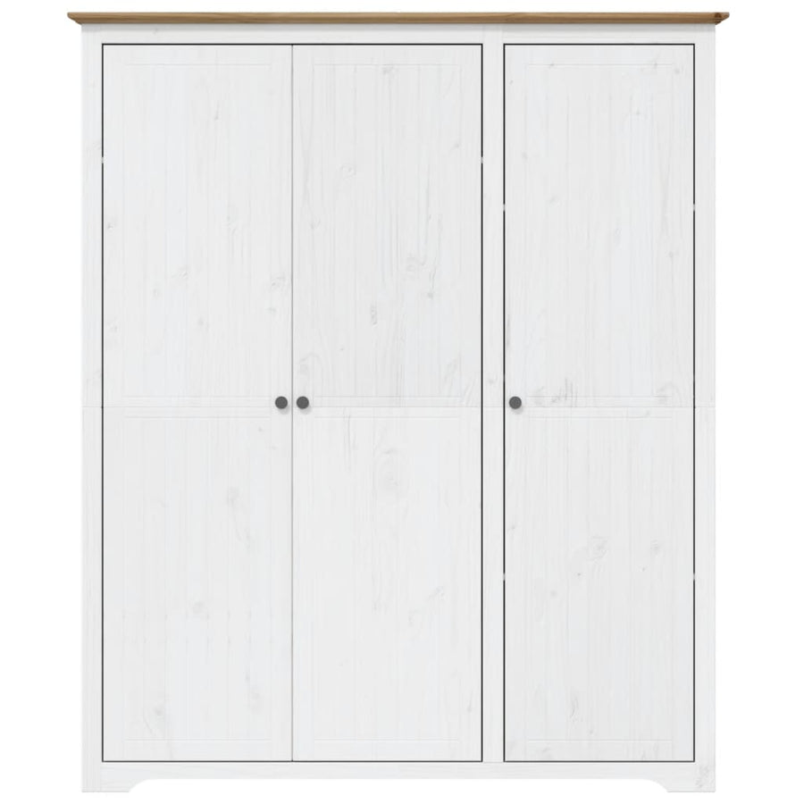 Kledingkast Bodo 151,5X52X176,5 Cm Massief Grenenhout Wit Bruin
