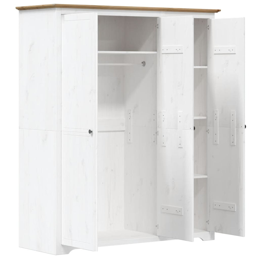 Kledingkast Bodo 151,5X52X176,5 Cm Massief Grenenhout Wit Bruin