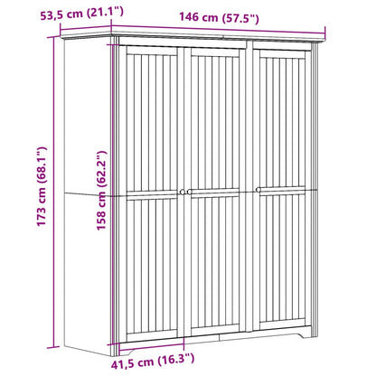 Kledingkast Bodo 5,5X52X76,5 Cm Massief Grenenhout 151.5 x 52 x 176.5 cm Grijs