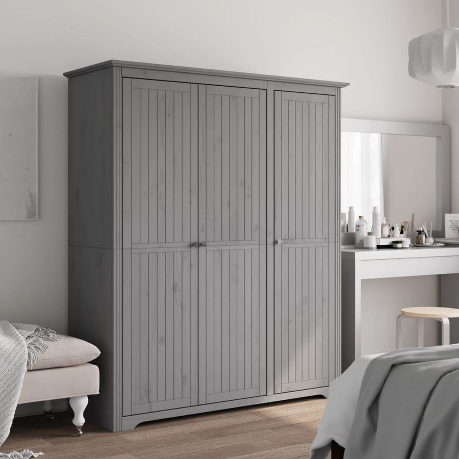 Kledingkast Bodo 5,5X52X76,5 Cm Massief Grenenhout 151.5 x 52 x 176.5 cm Grijs