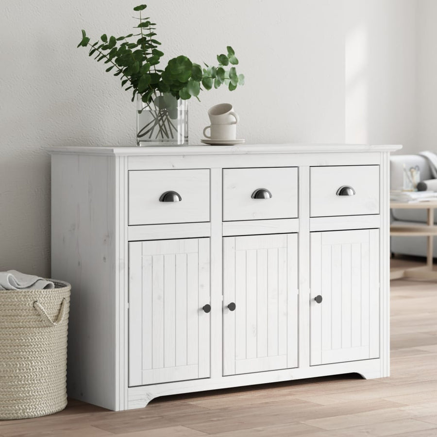 Dressoir Bodo 115,5X44X80 Cm Massief Grenenhout Wit Grijs