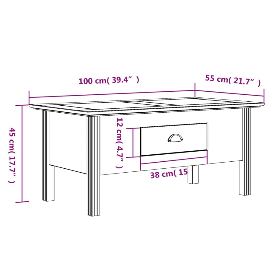 Salontafel Bodo 00X55X45 Cm Massief Grenenhout Wit