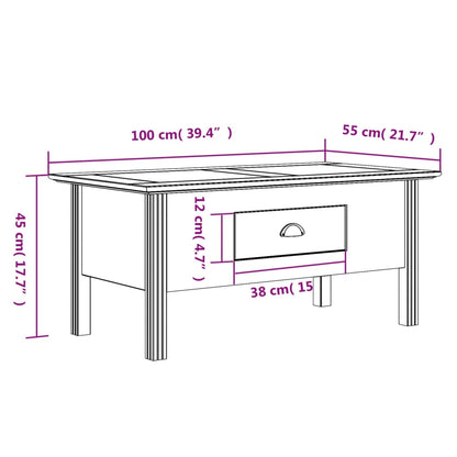 Salontafel Bodo 00X55X45 Cm Massief Grenenhout Wit En Bruin