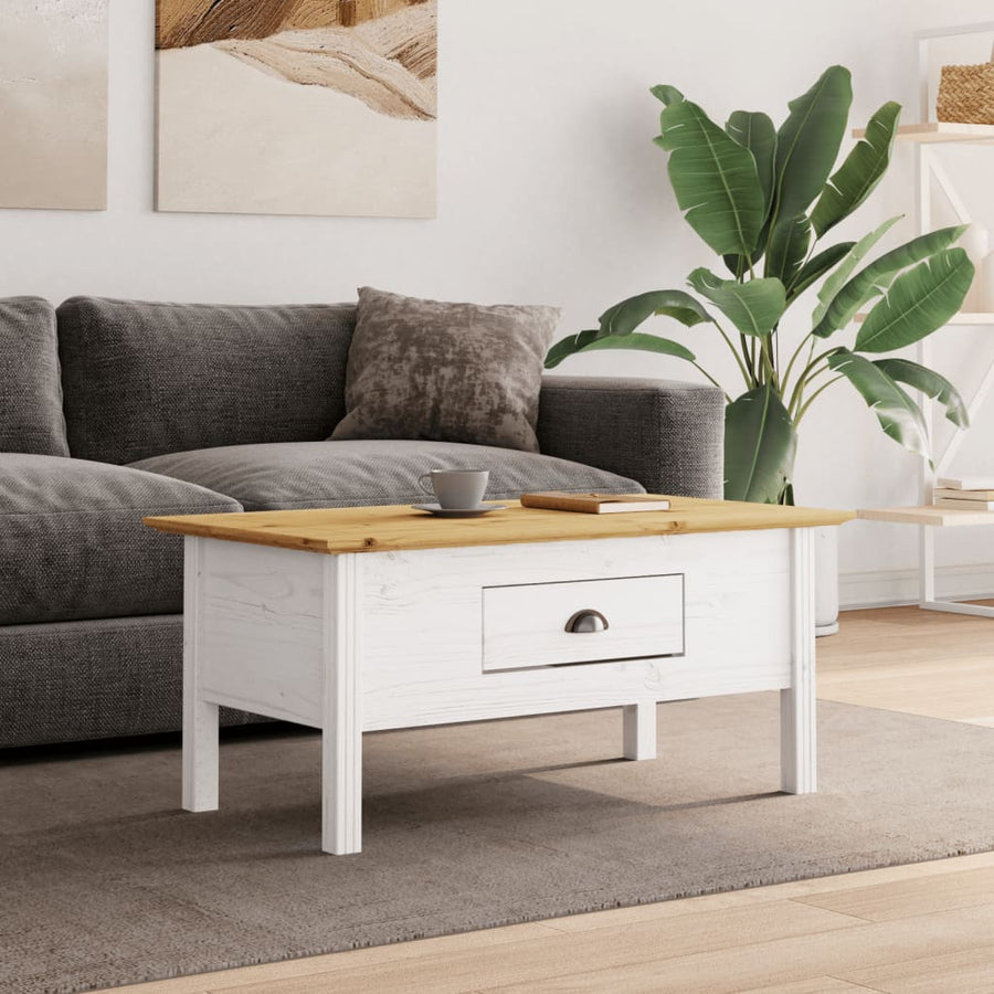 Salontafel Bodo 00X55X45 Cm Massief Grenenhout Wit En Bruin