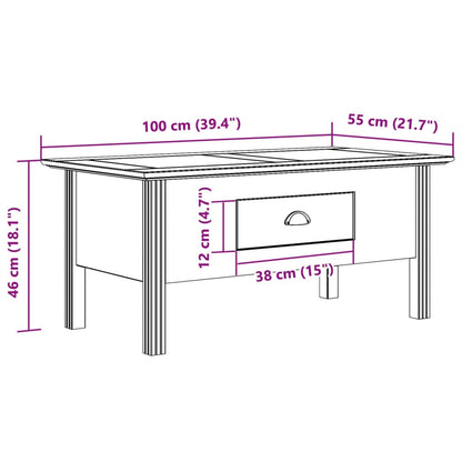 Salontafel Bodo 100X55X46 Cm Massief Grenenhout Grijs