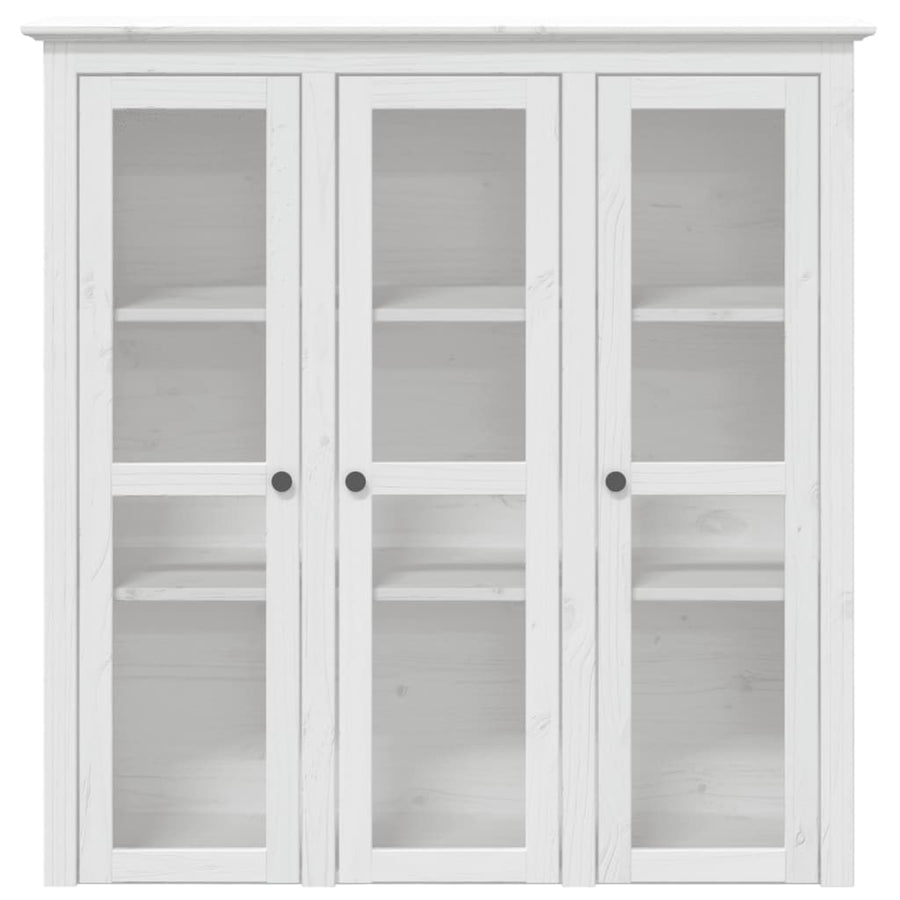 Kast Met Glazen Deuren Bodo Massief Grenenhout Wit