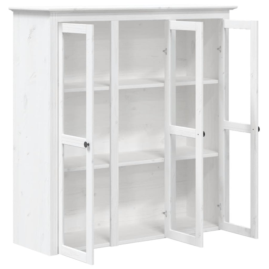 Kast Met Glazen Deuren Bodo Massief Grenenhout Wit