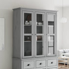 BODO glass-doored cabinet, solid pine, grey