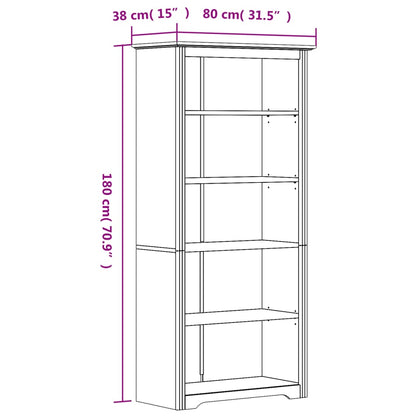 Boekenkast 5-Laags Bodo 80X38X180 Cm Massief Grenenhout Wit