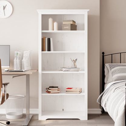 Boekenkast 5-Laags Bodo 80X38X180 Cm Massief Grenenhout Wit