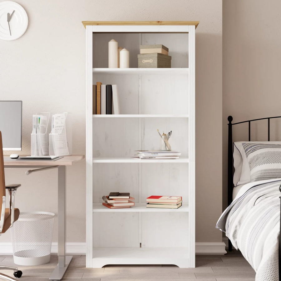 Boekenkast 5-Laags Bodo 80X38X180 Cm Massief Grenenhout Bruin