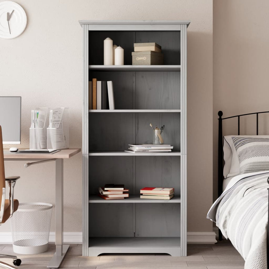Boekenkast 5-Laags Bodo 80X38X180 Cm Massief Grenenhout Grijs