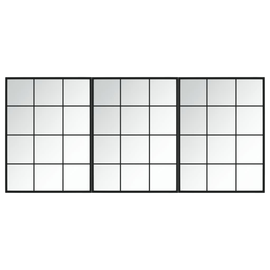 Wandspiegels Metaal Zwart 3 80 x 60 cm