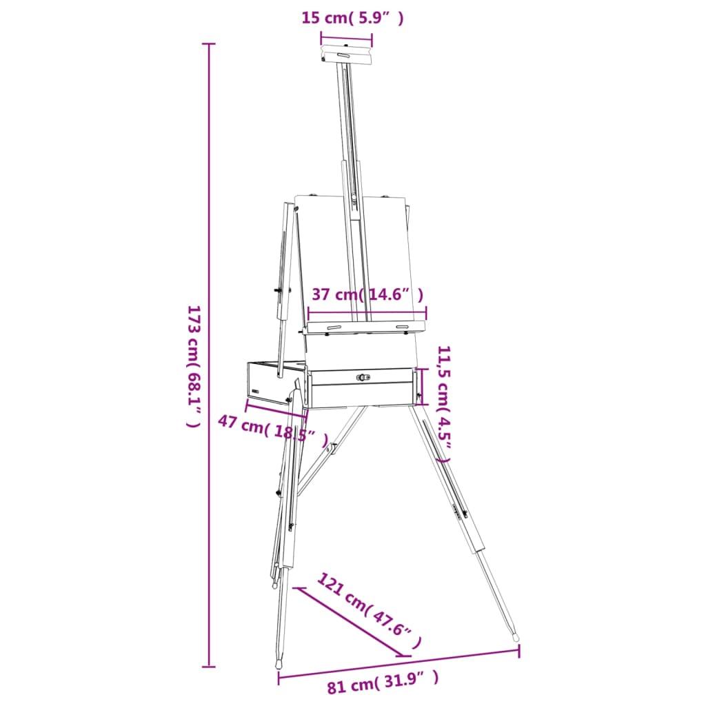 Schildersezel 81X121X173 Cm Massief Beukenhout