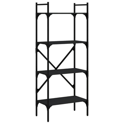 Boekenkast 4-Laags 56X31,5X138,5 Cm Bewerkt Hout Zwart