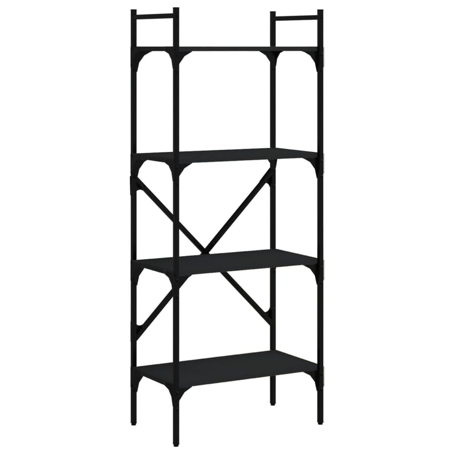 Boekenkast 4-Laags 56X31,5X138,5 Cm Bewerkt Hout Zwart