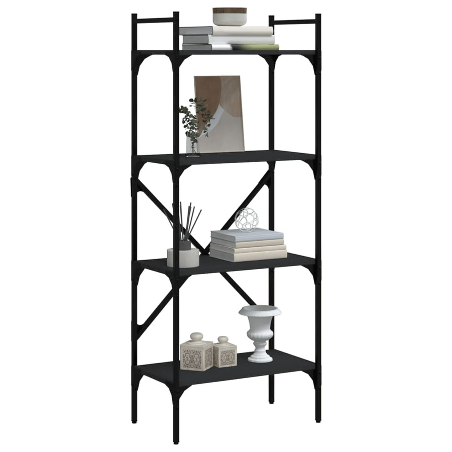 Boekenkast 4-Laags 56X31,5X138,5 Cm Bewerkt Hout Zwart