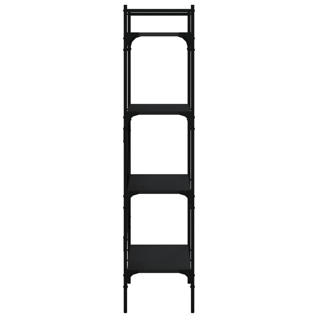 Boekenkast 4-Laags 56X31,5X138,5 Cm Bewerkt Hout Zwart