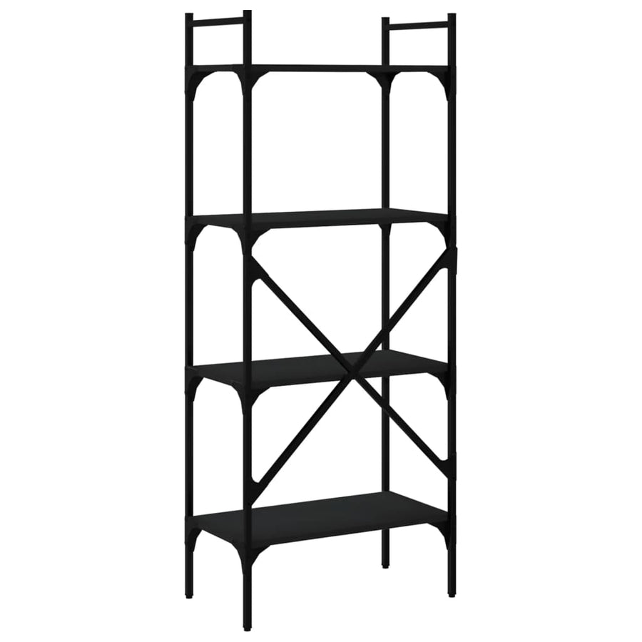 Boekenkast 4-Laags 56X31,5X138,5 Cm Bewerkt Hout Zwart