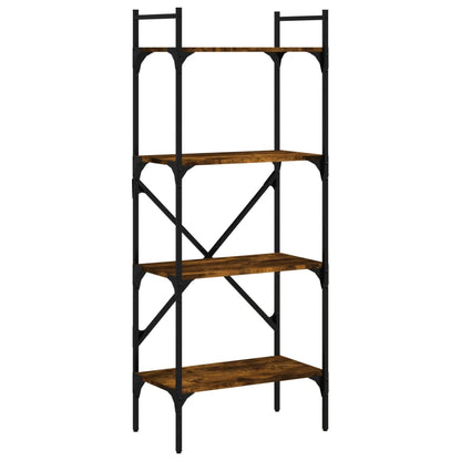 Boekenkast 4-Laags 56X31,5X138,5 Cm Bewerkt Hout Gerookt Eiken