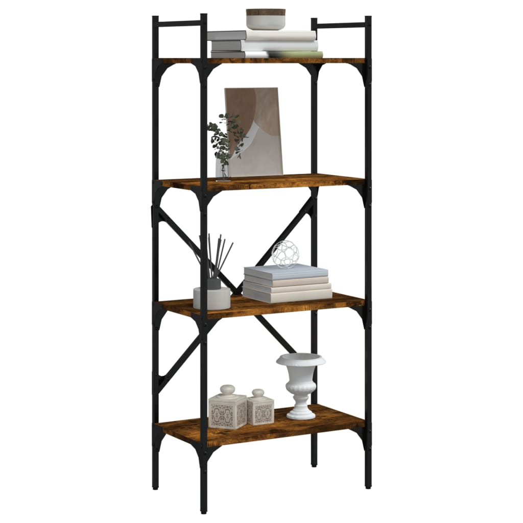 Boekenkast 4-Laags 56X31,5X138,5 Cm Bewerkt Hout Gerookt Eiken