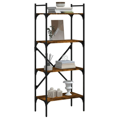 Boekenkast 4-Laags 56X31,5X138,5 Cm Bewerkt Hout Gerookt Eiken