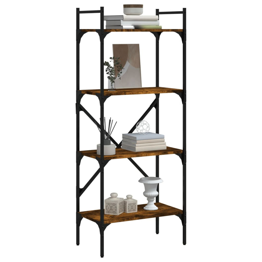 Boekenkast 4-Laags 56X31,5X138,5 Cm Bewerkt Hout Gerookt Eiken
