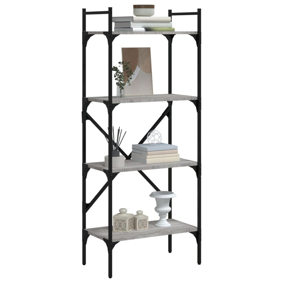 Boekenkast 4-Laags 56X31,5X138,5 Cm Bewerkt Hout Grijs Sonoma